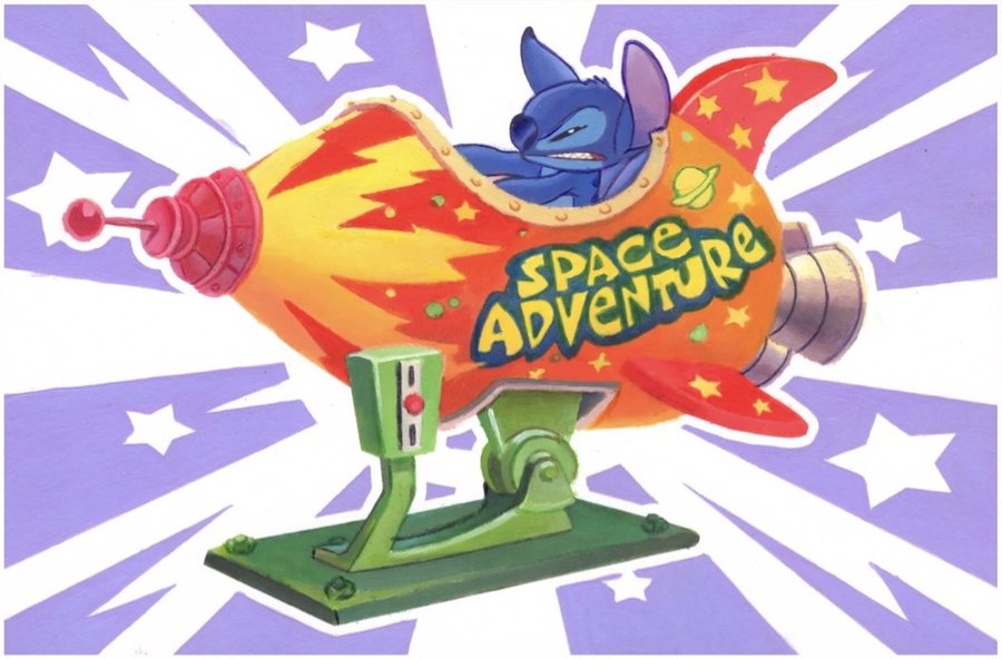 Stitch Space Adventure original painting by Kevin Graham